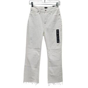 Madewell Curvy Mid Rise Flare Crop Jean Size 25 New White Denim Stretch Preppy